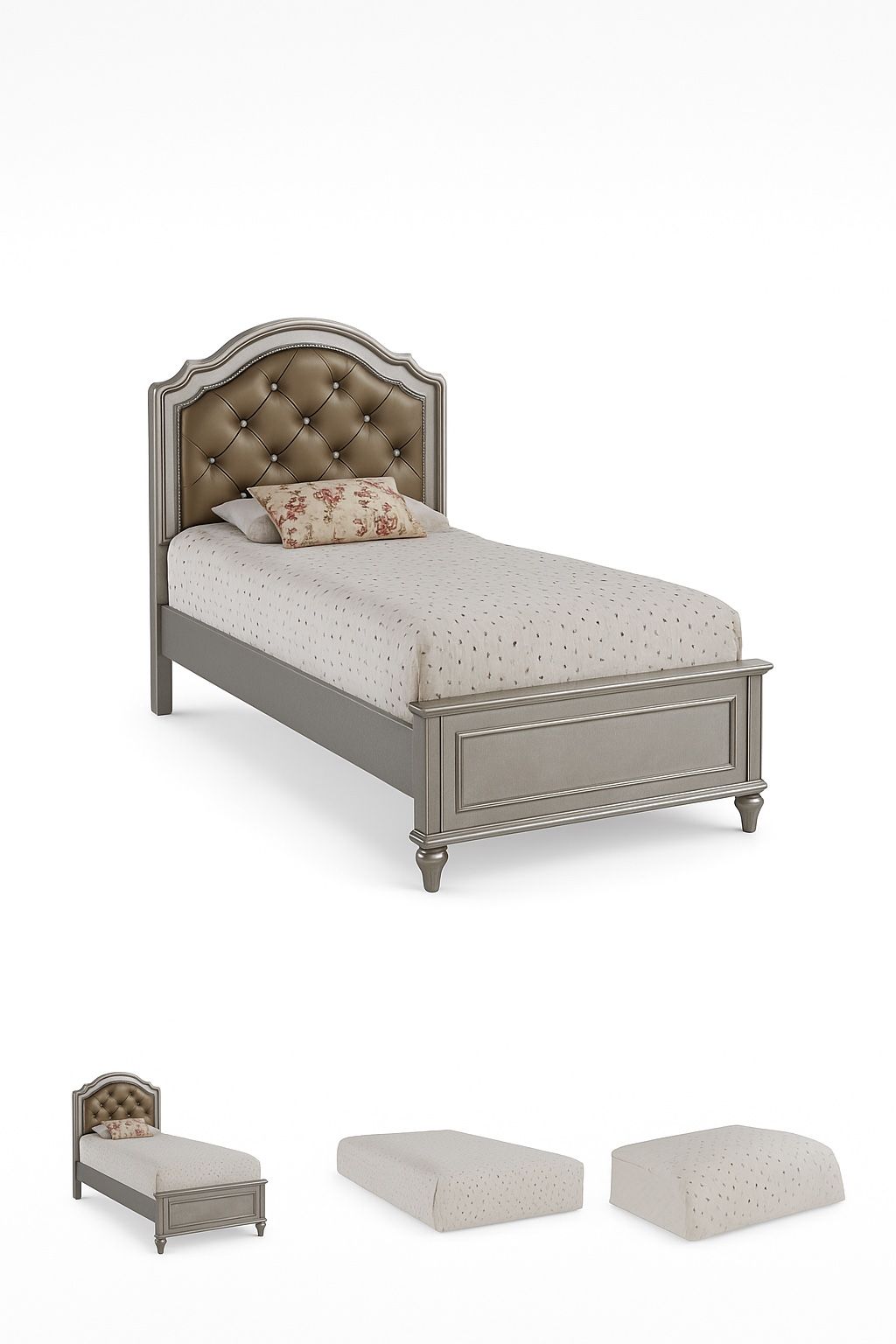 Madelyn Twin Bed (Bobs Furniture) Silver/metallic