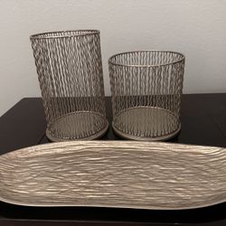 Two Candle Holders And A Tray