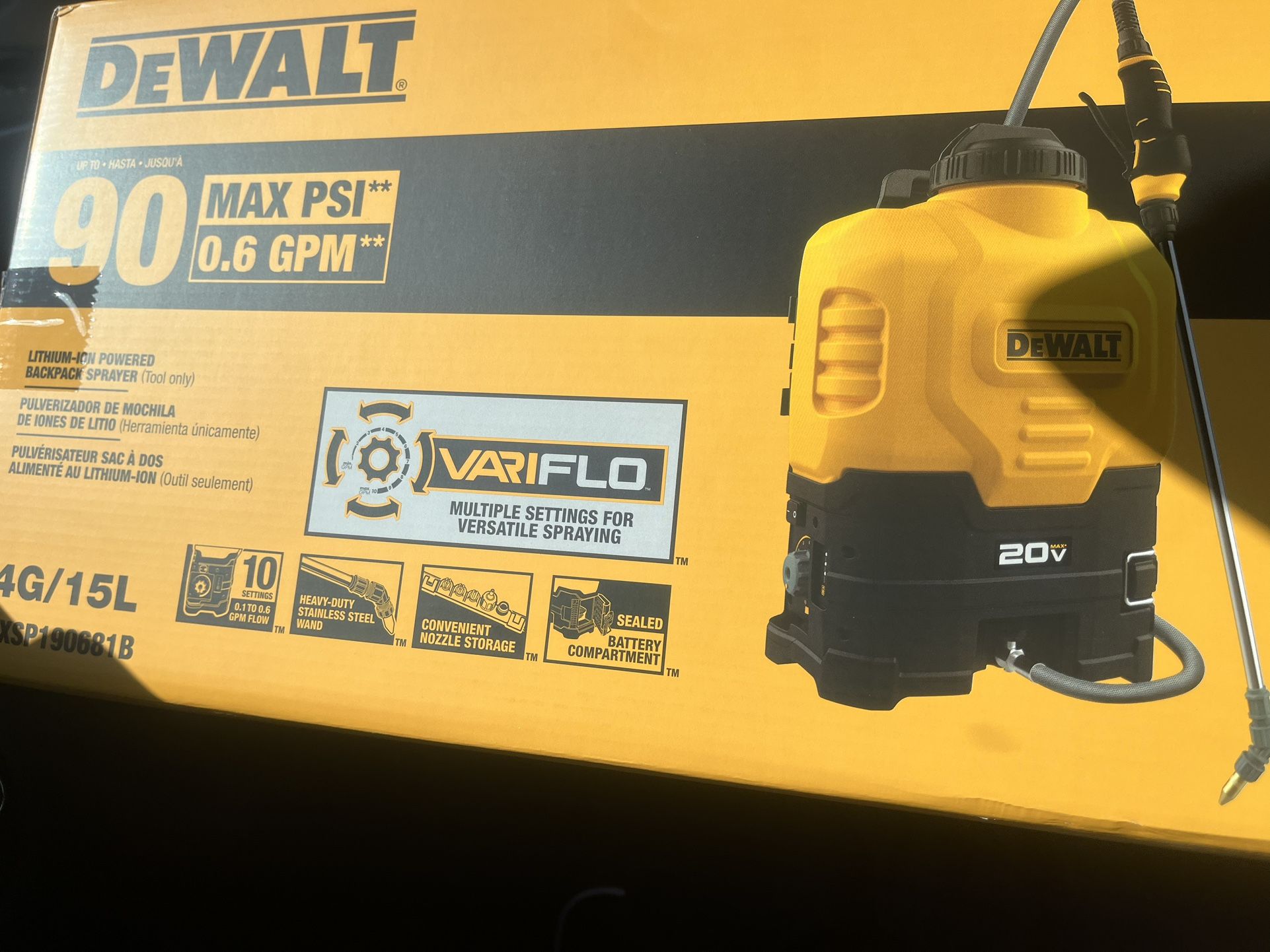 20 V DeWalt backpack sprayer for gallon