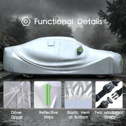 Car Cover Waterproof All Weather 10 Layers Full Car Cover Universal Heavy Duty Fit for Toyota Camry,Tesla Model 3,Honda Accord,Nissan Altima,Hyundai S