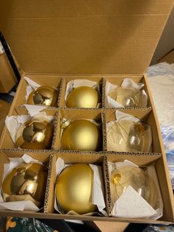 DN DECONATION Gold Glass Christmas Ball Ornaments9PCS, 3.15" Hanging Ball