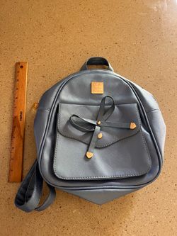 Light blue small backpack PU leather