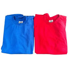 Pro Club T-shirt Men’s Size 3XL Red & Blue Short Sleeve Crew Neck Cotton Shirts 