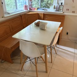Corner Nook, Table, and Chairs (x2)