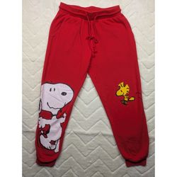 Peanuts Snoopy and Woodstock Red Graphic Sweatpants Joggers Small