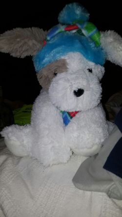 Puppy stuffed animal, come from Jared's jewelry store