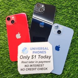 Iphone 14 Plus 128gb  Unlocked, FREE Smartwach/ Headphones. Pay $1 Today Rest in payments. NO CREDIT NEEDED FINANCING