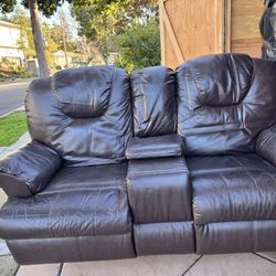 Dark Brown Leather Theatre Seats