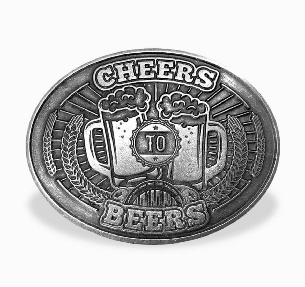 “Cheer to Beers” Metal Belt Buckle (Made in USA) - Brand New! 