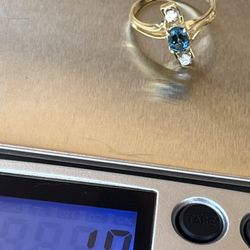 Estate Diamond 0.38cts Topaz Real 14kG  3 Stone Band Ring 4.5 Size 