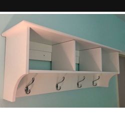 White Coat Rack With Hooks And Storage