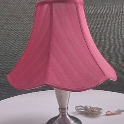 LAMP WITH RED SHADE