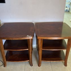 Heavy Wood Coffee Tables 26” Wide At Top By 26.5”height 