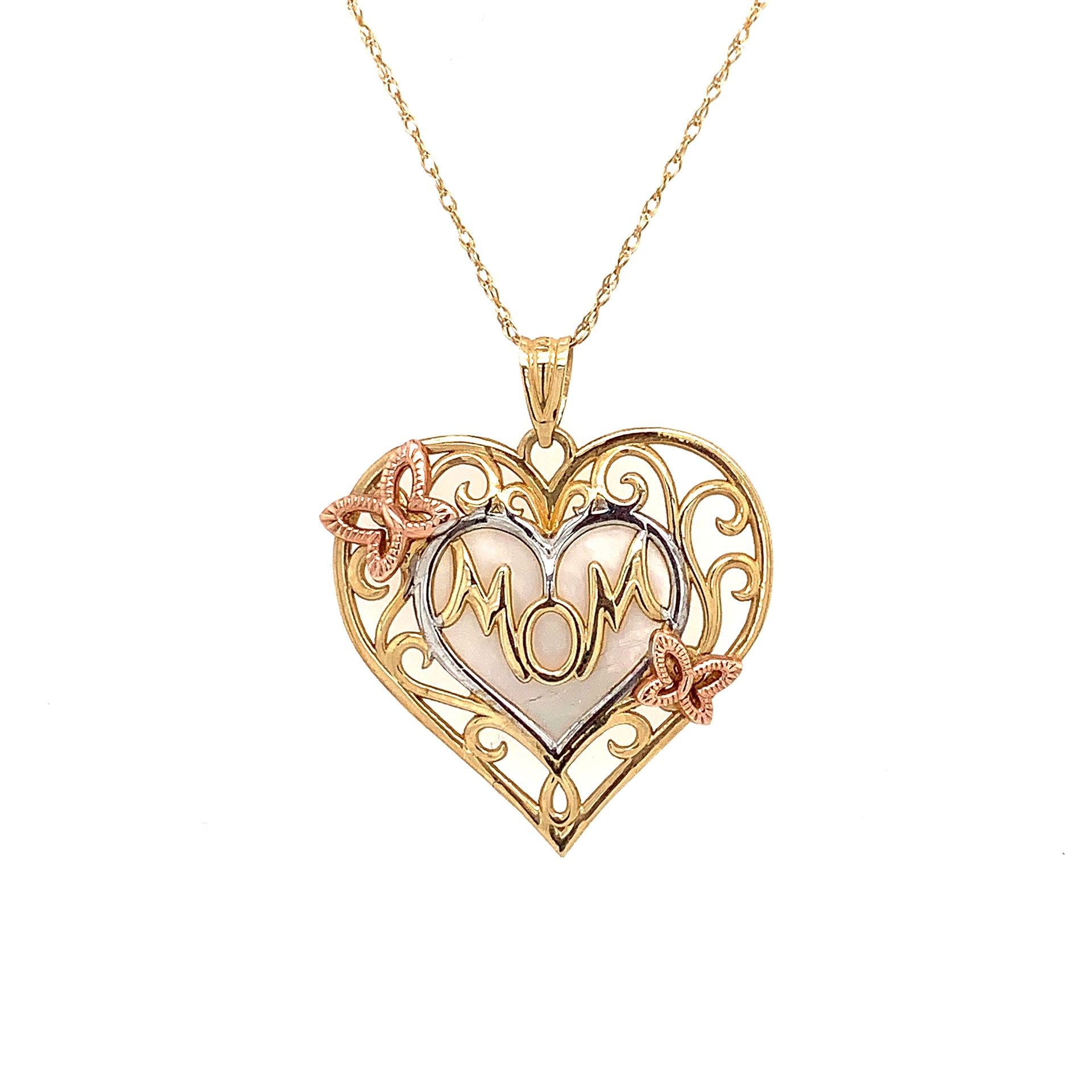10k Mom Mother Of Pearl Necklace