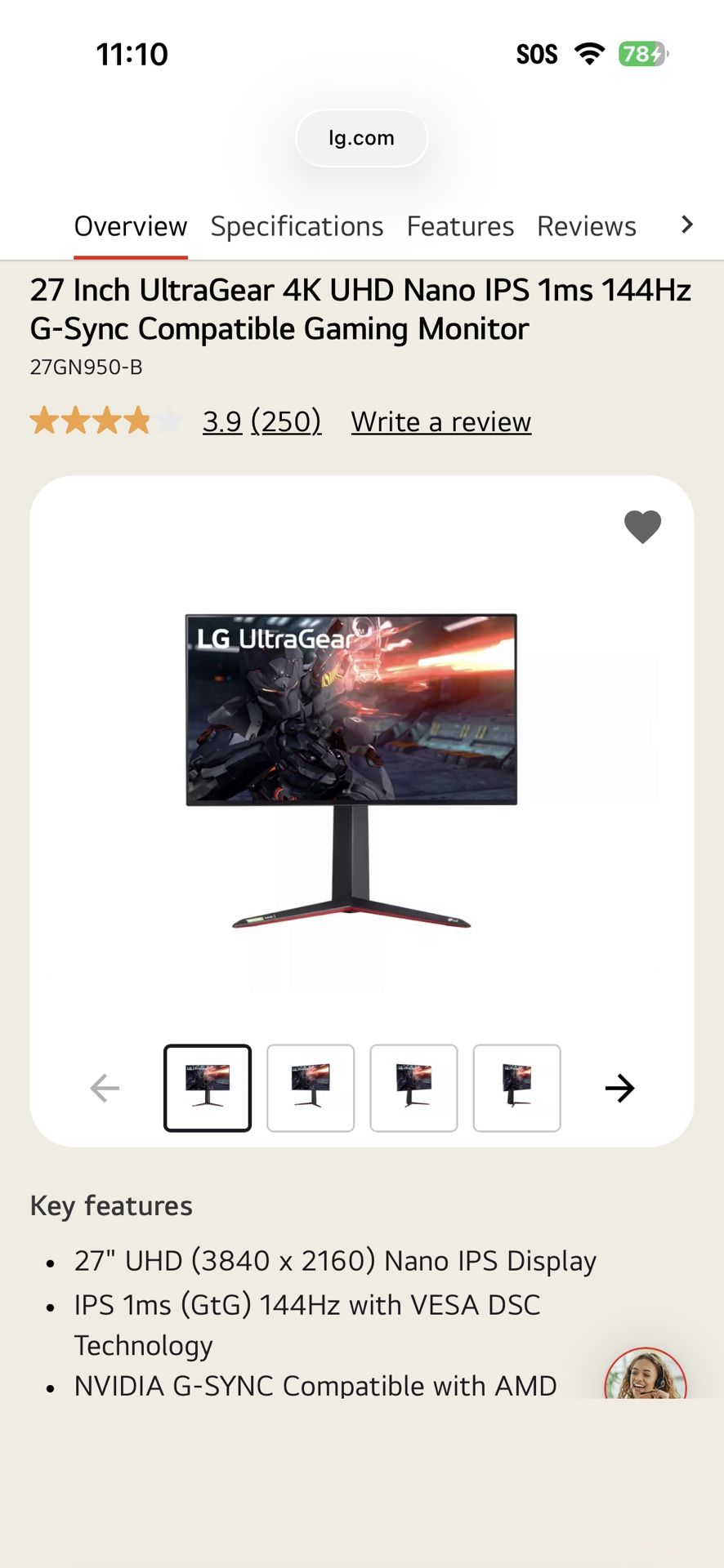 LG 4k 160hz Gaming Monitor