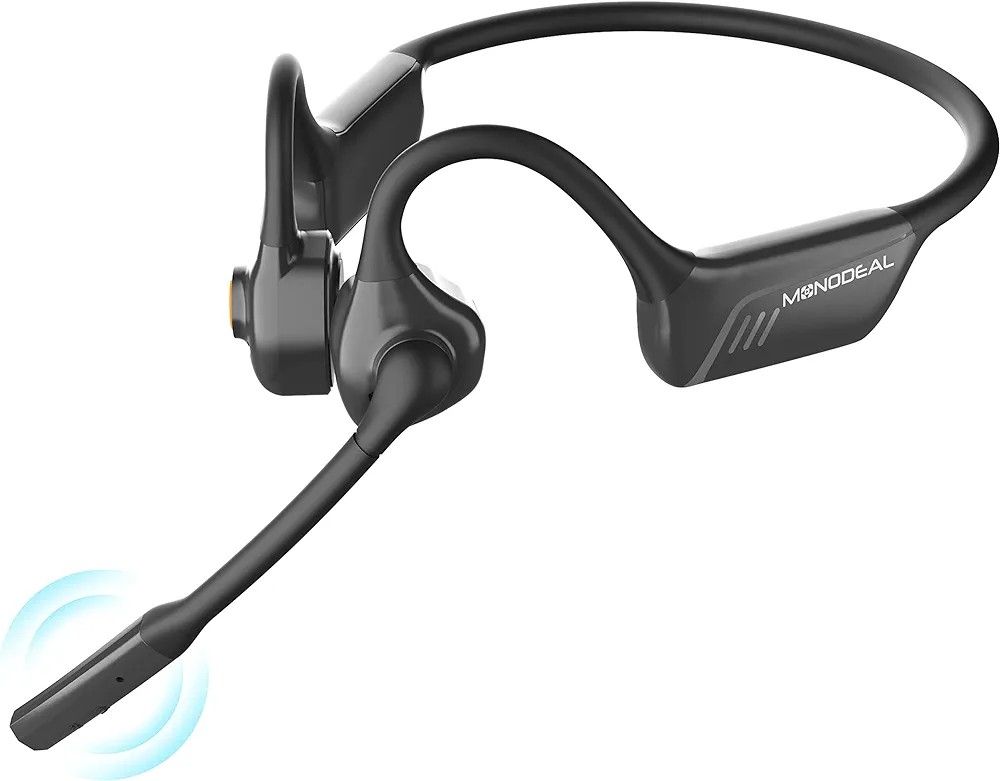 MONODEAL Bone Conduction Headphones with Mic,Open Ear Headphones Wireless Bluetooth 5.1/Mute Function/Multi-Point Capable,Air Conduction Headphones wi