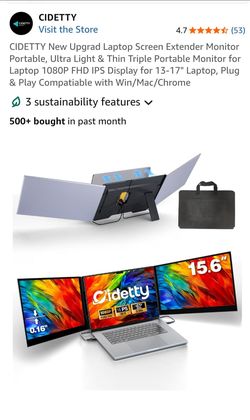 Triple Screen Laptop Screen Extender - 15.6" 1080P FHD IPS Portable Monitor