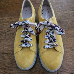 MEPHISTO Women's Fanya Silk Yellow Velvet Leather Sneakers Sz 10