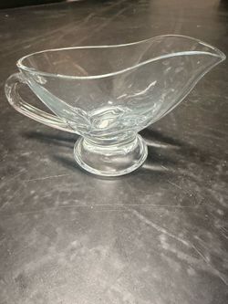 Crate&Barrel Clear Glass Gravy Boat NEW
