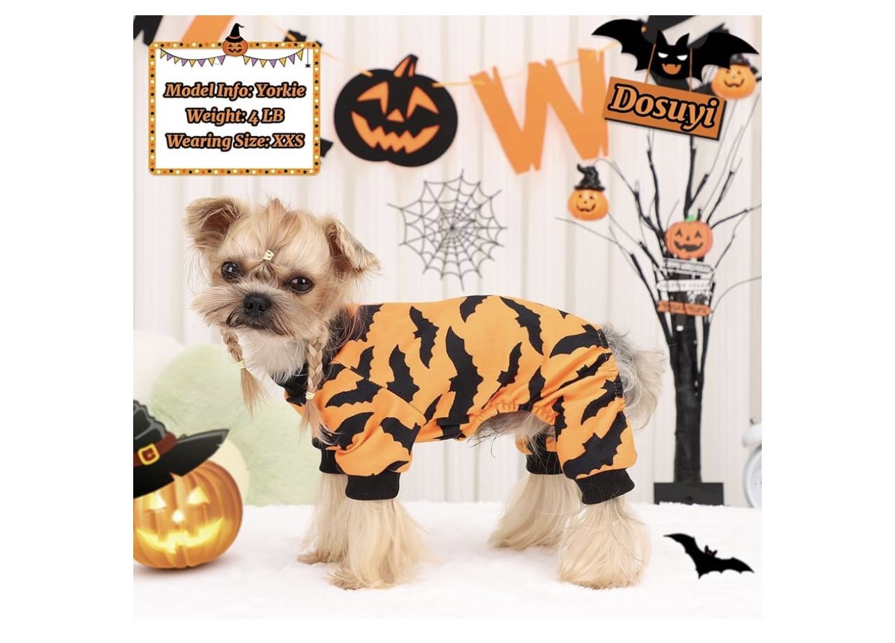 Orange Bat Dog Pajamas Costume - New