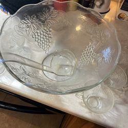 Glass Holiday Punch Bowl Set