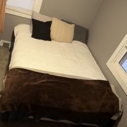 Queen Bed (mattress, metal frame, and box spring)