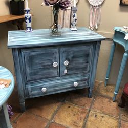 Blue, Beachy Cabinet Or End Table