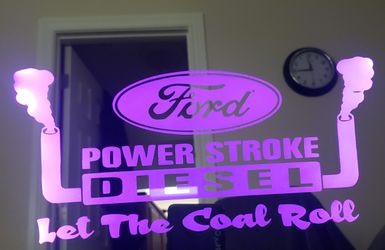 Ford power stroke etched lighted mirror