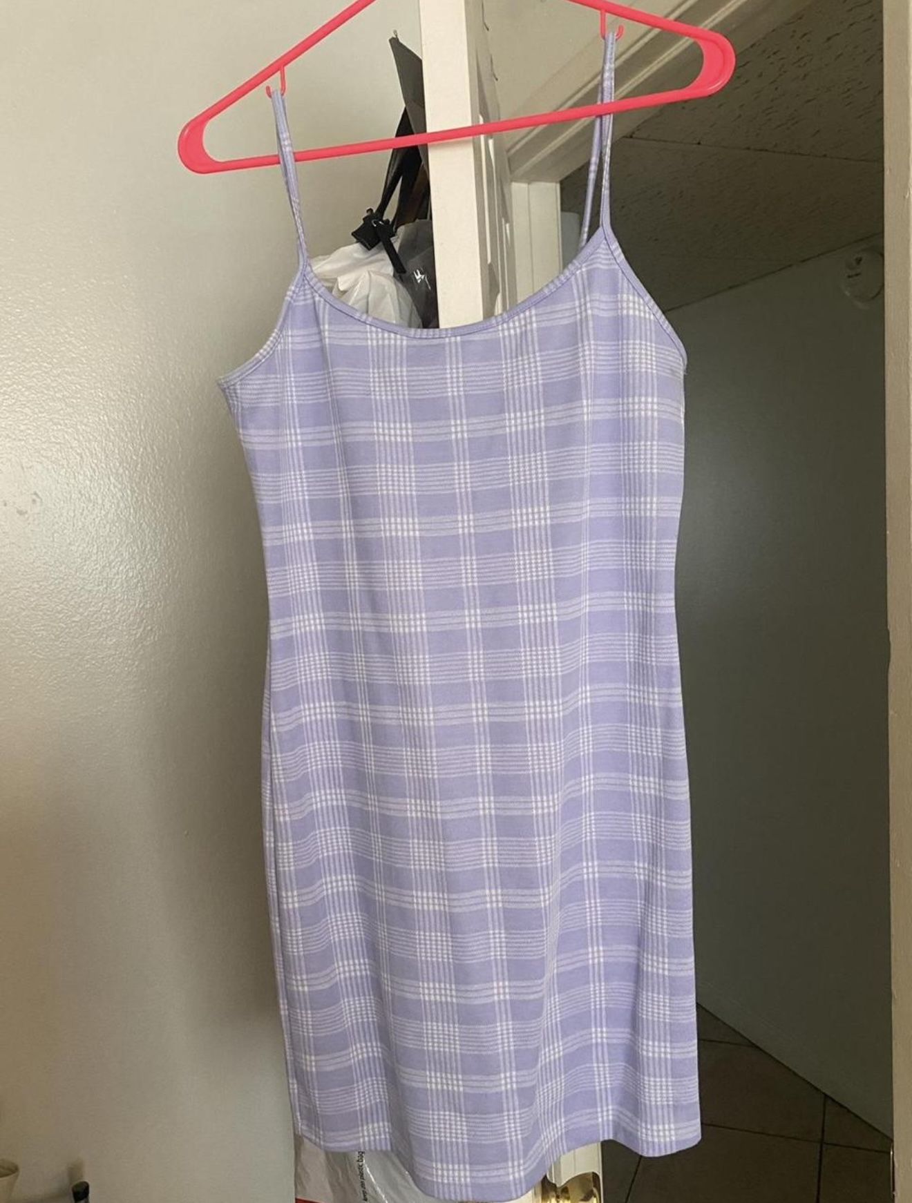 Purple Plaid Mini Dress