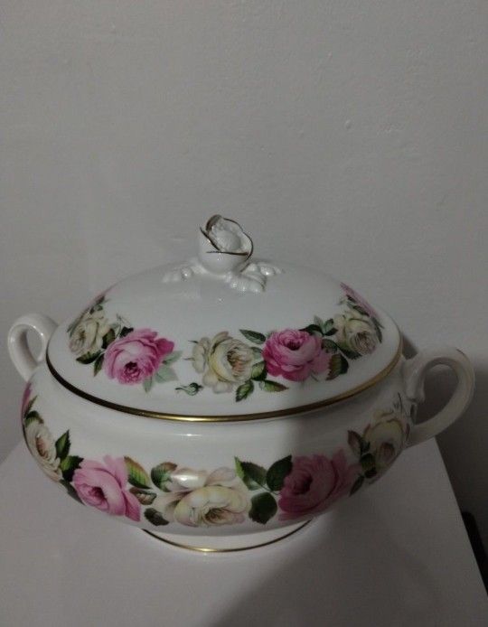ROYAL WORCESTER ENGLAND PORCELAIN SERVING BOWL -PLATE SET