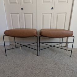 Faux Leather Ottoman 