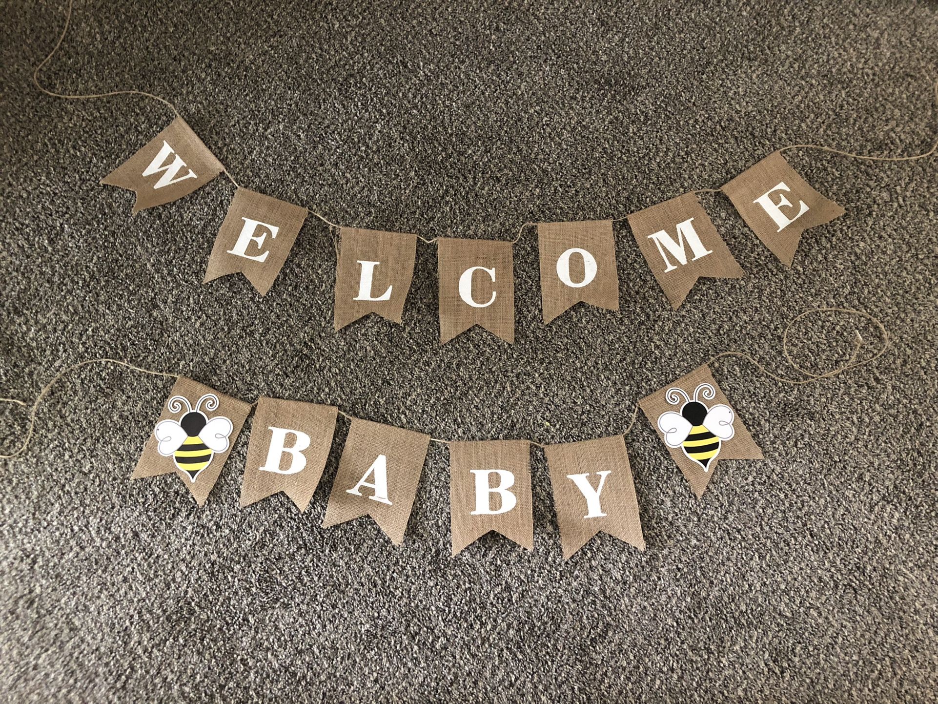 “Welcome Baby” Banner Bee Baby Shower 