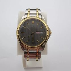 Citizen Quartz 2500 Men's Watch Gold Silver Two-Tone Gray Dial