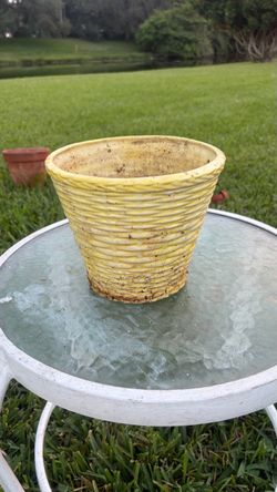 Yellow Decorative Planter – $10