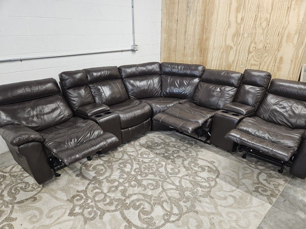 Triple Reclining leather sectional