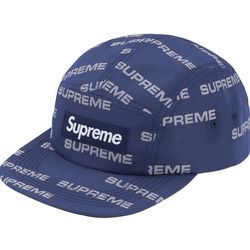 Supreme Reflective Jacquard Camp Cap Navy FW24