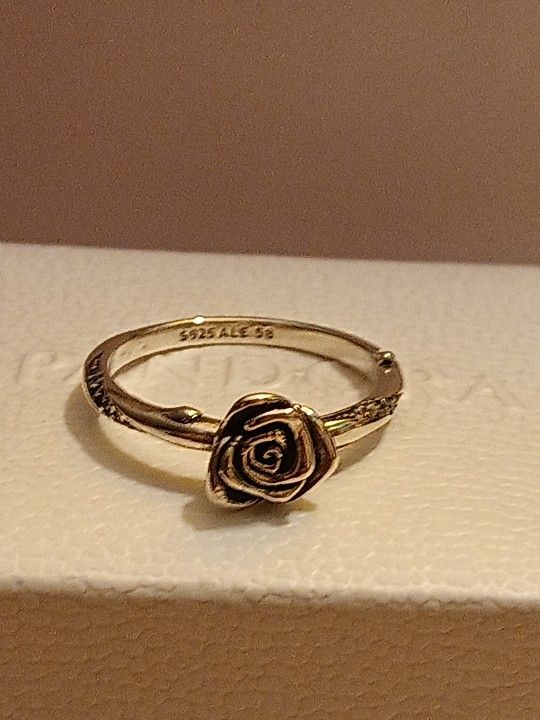 Pandora Authentic Brand New Sterling Silver Rose In Bloom Ring Size 8.5 Firm More Sizes Available