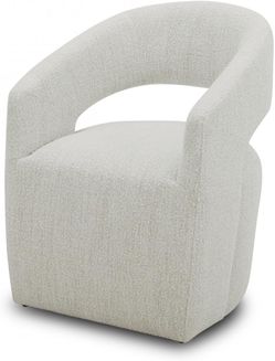 HomeRoots 26" Cream Textured Polyester Modern Arm Chair