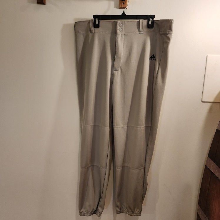 Men’s Grey Adidas Climalite Baseball Pants Size XL EUC No-Slip Waist