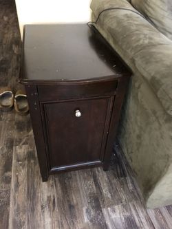 2 wood end tables with coasters & storage