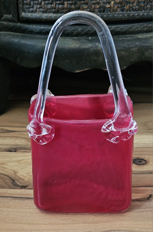 Glass purse vase 