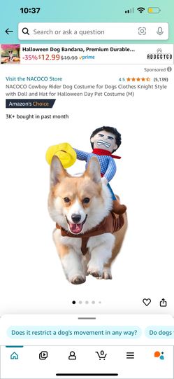 NACOCO Cowboy Rider Dog Costume for Dogs Clothes Knight Style with Doll and Hat for Halloween Day Pet Costume (M)