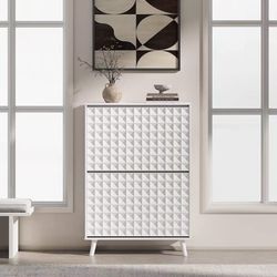 Diamond Panel Slim Shoe Cabinet