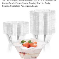 100pcs Plastic Desert Bowl Set, New