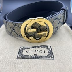 Gucci Classic Print Gold Belt