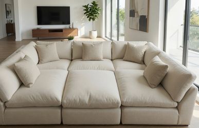 Free Delivery this Week! Pit Style Feather Cloud 124 x 84 Sectional Sofa Couch