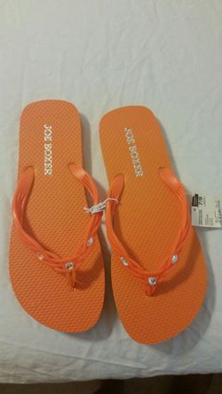 Joe Boxer's Orange Braided Rhinestones Strap Flip Flop