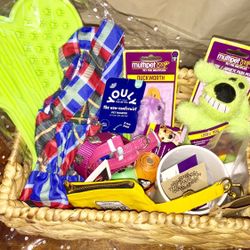 Gift Basket Pet Apparel Toys Accessories Collar Dress Duck Dog Mug Disposal Bag 