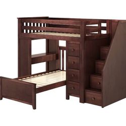 Twin Over Twin Loft Bunk bed With Stairs