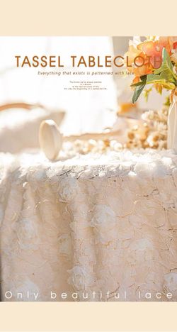 Blush Pink Lace Tablecloth - French Country Princess Style, 125x180cm